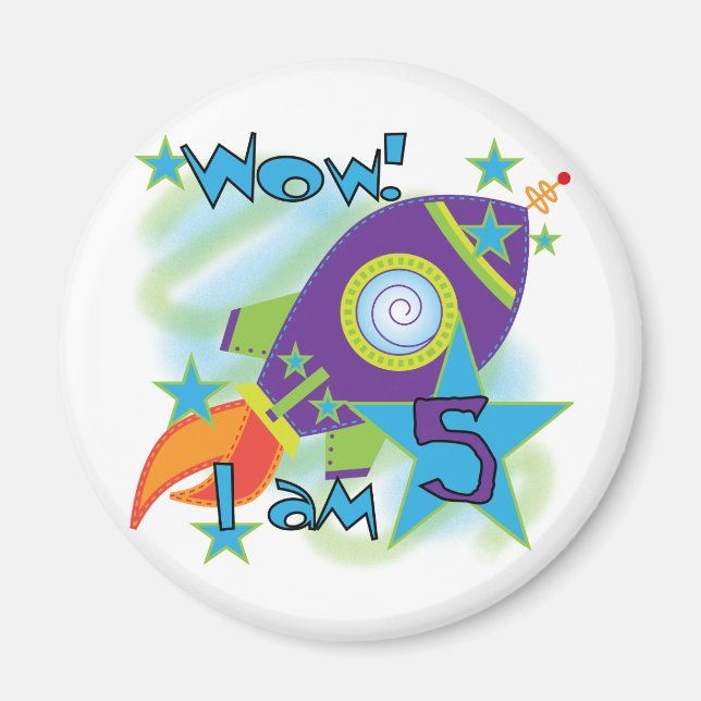Rocket Ship 5th Birthday T-shirts and Gifts Magnet (Front)