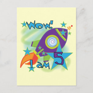 Rocket Ship 5th Birthday T-shirts and Gifts Postcard