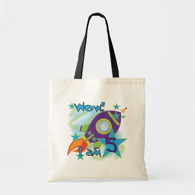 Rocket Ship 5th Birthday T-shirts and Gifts Tote Bag (Front)