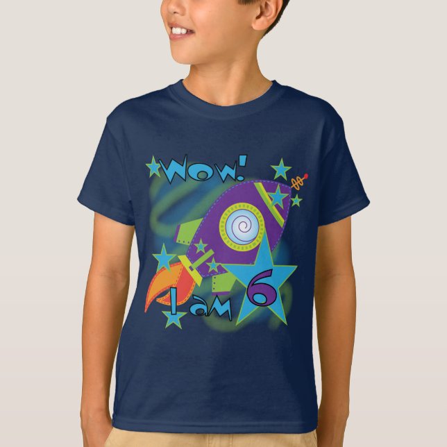 Rocket Ship 6th Birthday Tshirts and Gifts (Front)