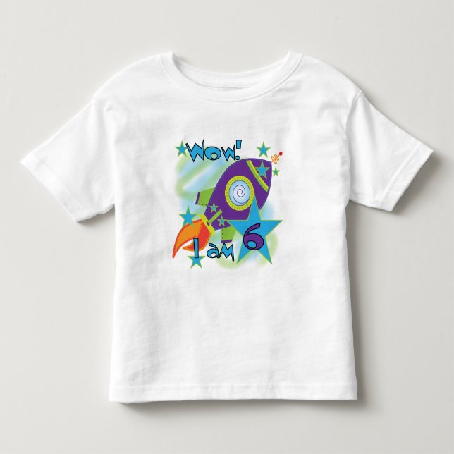 Rocket Ship 6th Birthday Tshirts and Gifts (Front)
