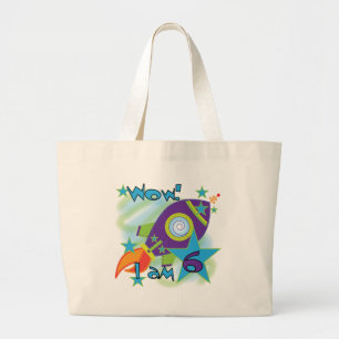 Rocket Ship 6th Birthday Tshirts and Gifts Large Tote Bag