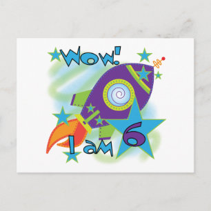 Rocket Ship 6th Birthday Tshirts and Gifts Postcard