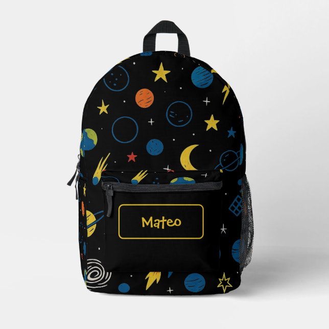 Rocket Ship Backpack with Solar System Design (Front)