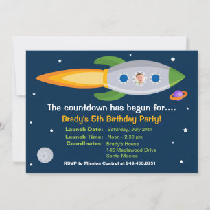 Rocket Ship Birthday Party Invitation