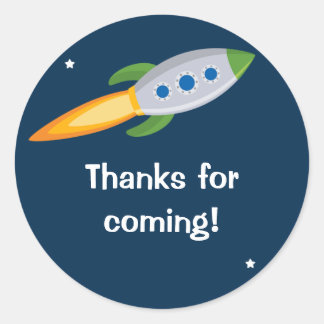 Rocket Ship Birthday Party Sticker