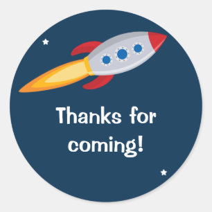 Rocket Ship Birthday Party Sticker