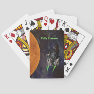 Rocket Ship Blast Off in Outer Space - Rocketship Playing Cards