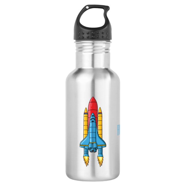 Rocket ship cartoon illustration 532 ml water bottle (Front)