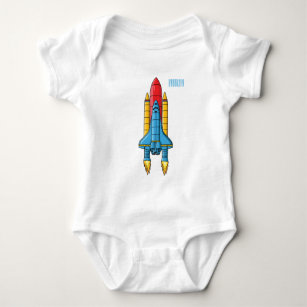 Rocket ship cartoon illustration baby bodysuit