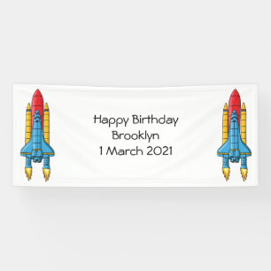 Rocket ship cartoon illustration banner