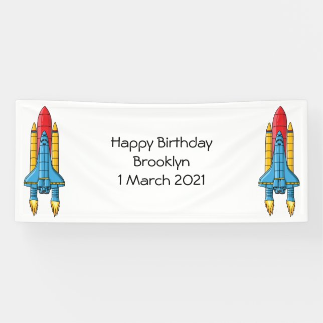 Rocket ship cartoon illustration banner (Horizontal)