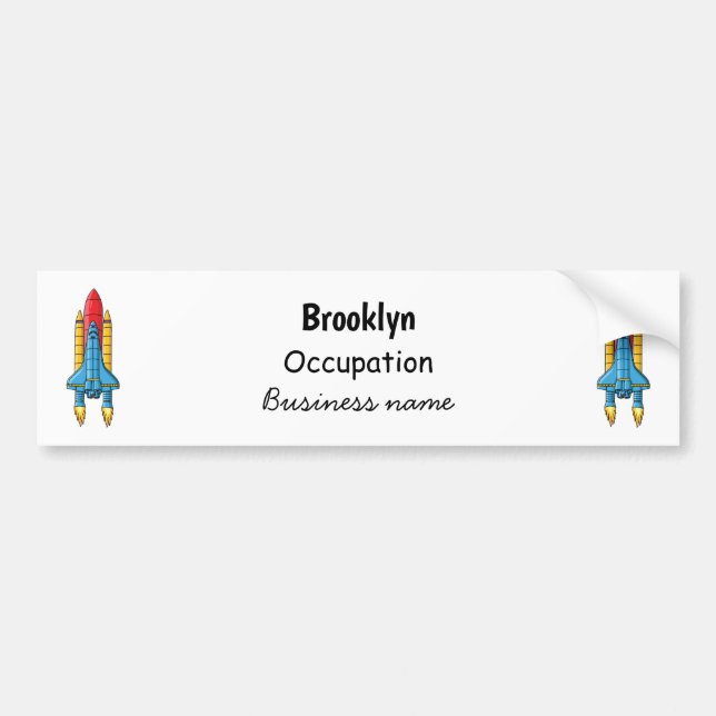 Rocket ship cartoon illustration bumper sticker (Front)