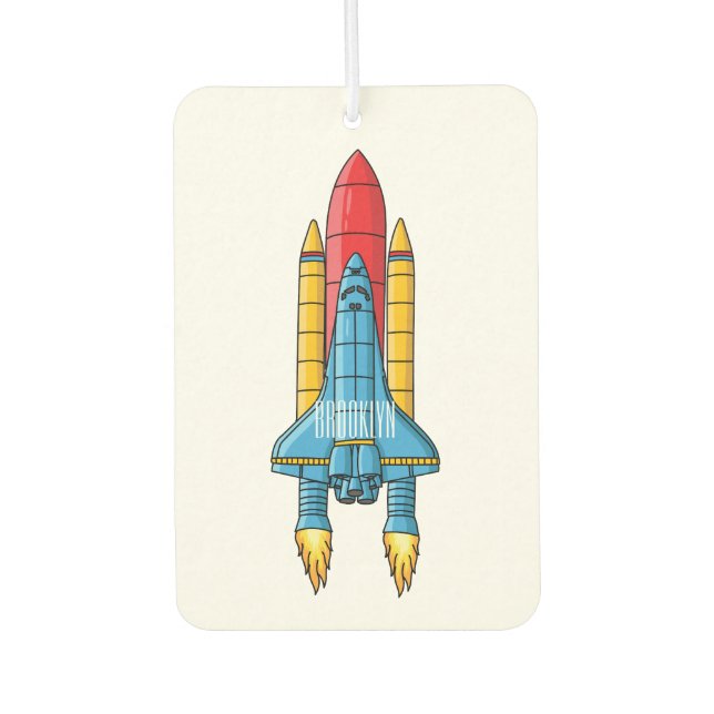 Rocket ship cartoon illustration car air freshener (Front)