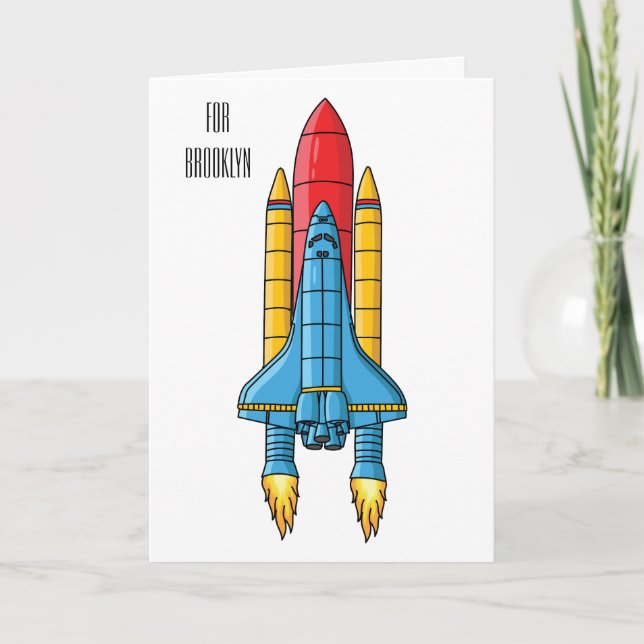 Rocket ship cartoon illustration card (Front)