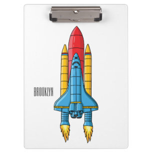 Rocket ship cartoon illustration  clipboard