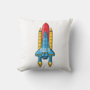 Rocket ship cartoon illustration cushion