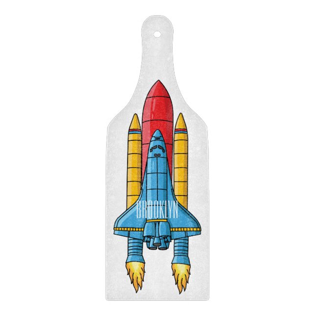 Rocket ship cartoon illustration cutting board (Front)