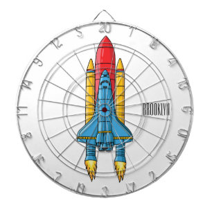 Rocket ship cartoon illustration dartboard