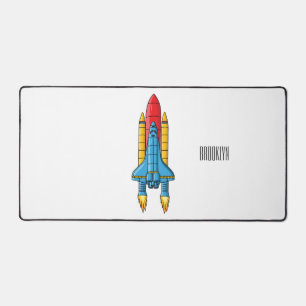 Rocket ship cartoon illustration desk mat