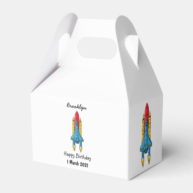 Rocket ship cartoon illustration favour box (Front Side)