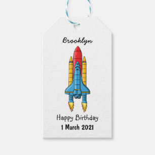 Rocket ship cartoon illustration gift tags