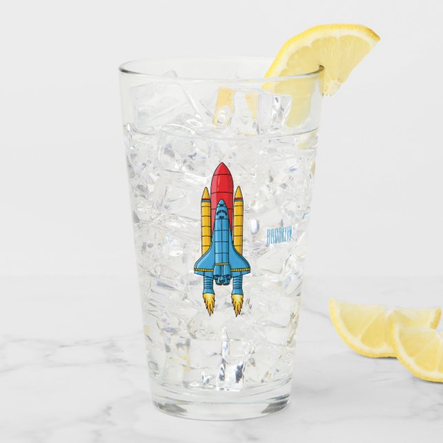 Rocket ship cartoon illustration  glass (Back Ice)
