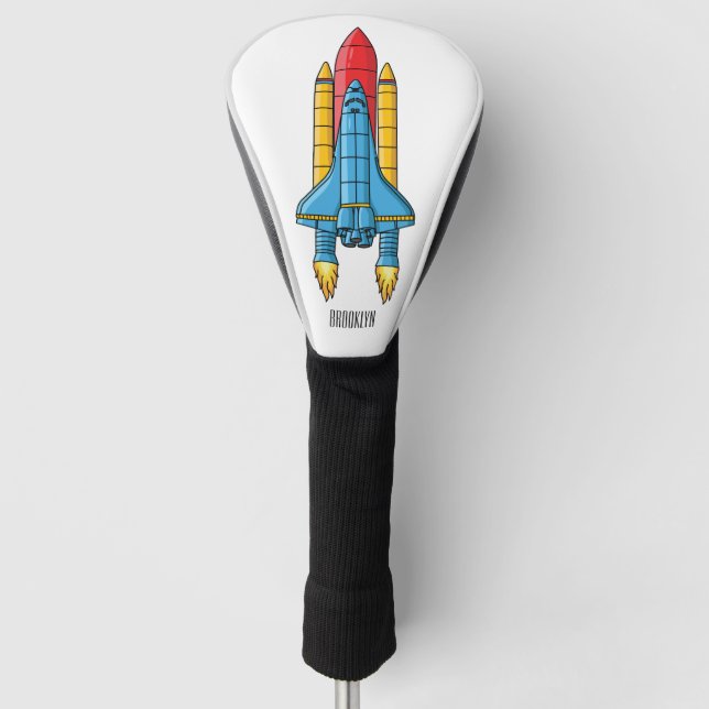 Rocket ship cartoon illustration golf head cover (Front)