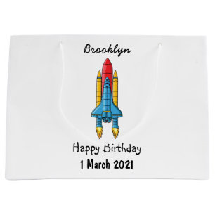 Rocket ship cartoon illustration large gift bag