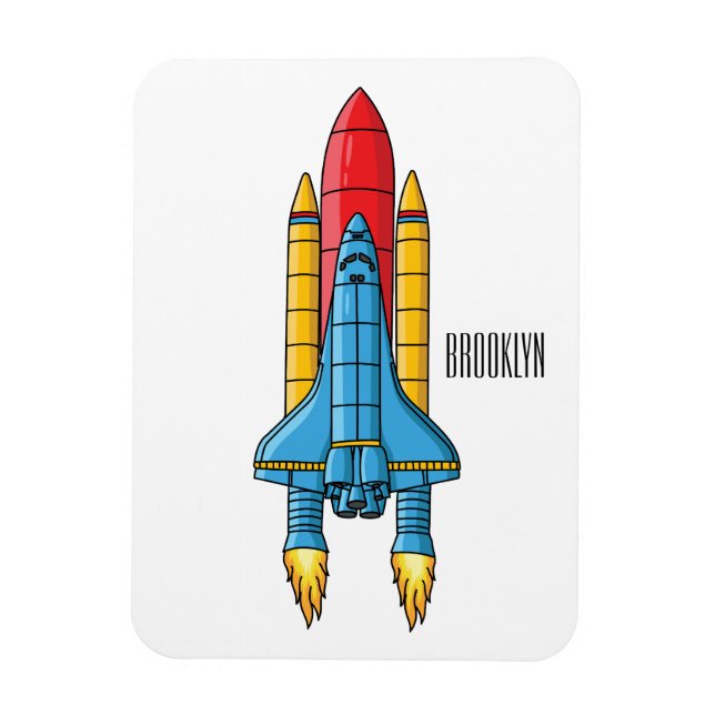 Rocket ship cartoon illustration magnet (Vertical)