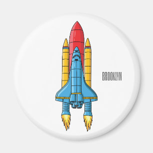 Rocket ship cartoon illustration magnet