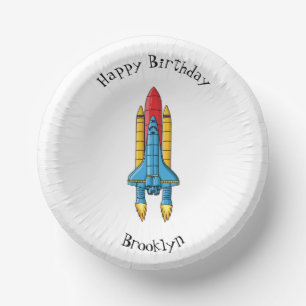 Rocket ship cartoon illustration paper plate