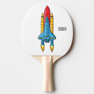 Rocket ship cartoon illustration ping pong paddle