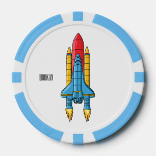 Rocket ship cartoon illustration poker chips