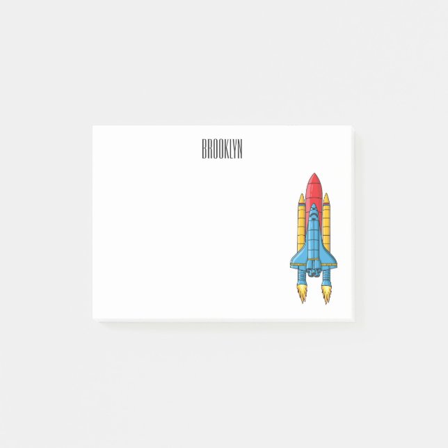 Rocket ship cartoon illustration  post-it notes (Front)