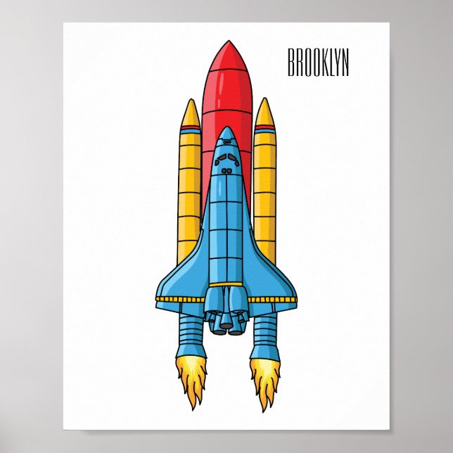 Rocket ship cartoon illustration poster (Front)