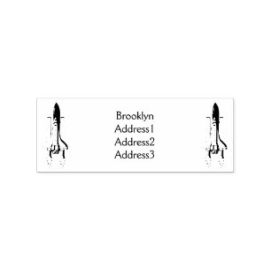 Rocket ship cartoon illustration rubber stamp