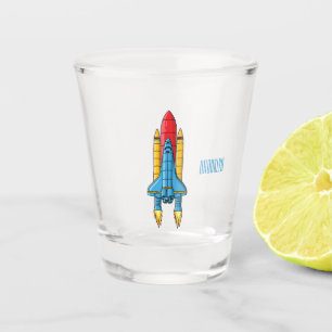 Rocket ship cartoon illustration shot glass