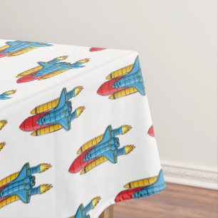 Rocket ship cartoon illustration  tablecloth