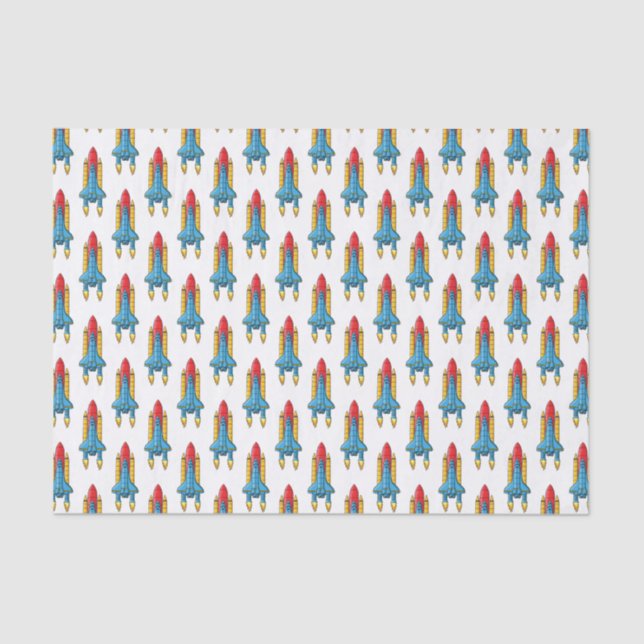 Rocket ship cartoon illustration tissue paper (Front)