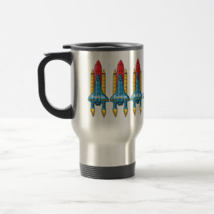 Rocket ship cartoon illustration travel mug