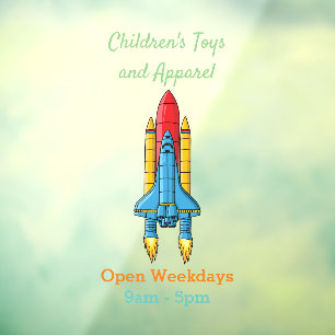 Rocket ship cartoon illustration window cling