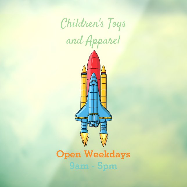 Rocket ship cartoon illustration window cling (Sheet 3)