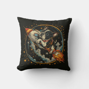 Rocket Ship French Bulldog Astronaut Cushion