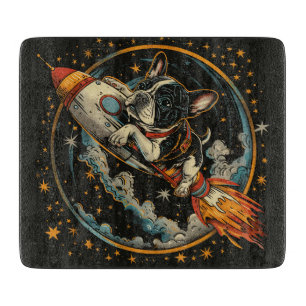 Rocket Ship French Bulldog Astronaut Cutting Board