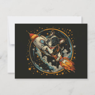 Rocket Ship French Bulldog Astronaut Postcard