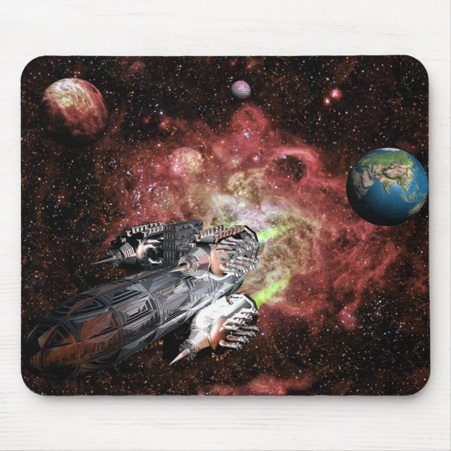 Rocket Ship in Space Mouse Mat (Front)
