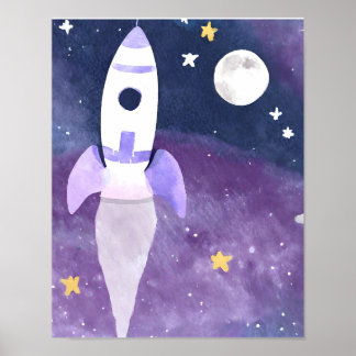 Rocket Ship in Space Poster