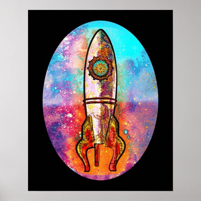 Rocket Ship in Space Poster (Front)