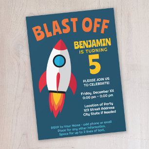 Rocket Ship - Instant Download Boy Birthday Party Invitation